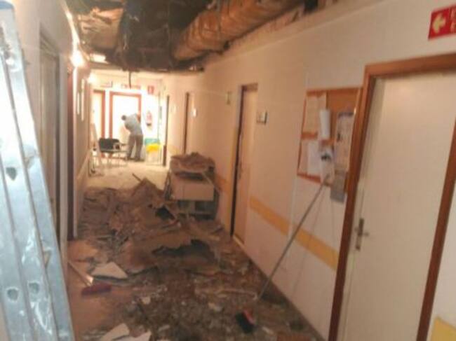 En octubre de 2016 se vino abajo parte del techo del Hospital Doce de Octubre de Madrid
