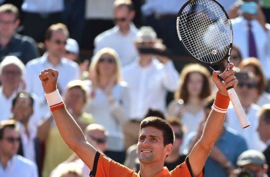 Djokovic celebra el triunfo ante Nadal