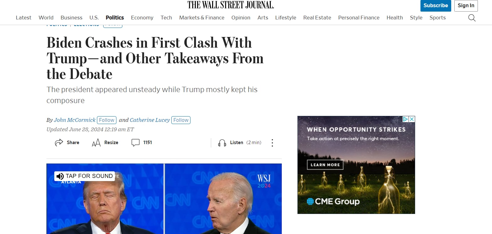 The Wall Street Journal habla sobre la misión fallida de Biden.