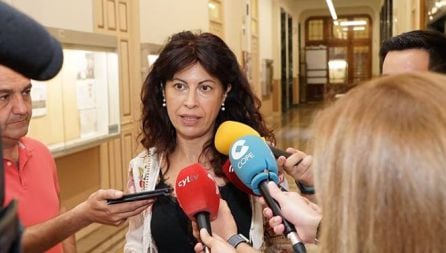 Imagen de Ana Redondo compareciendo ante los medios de comunicación