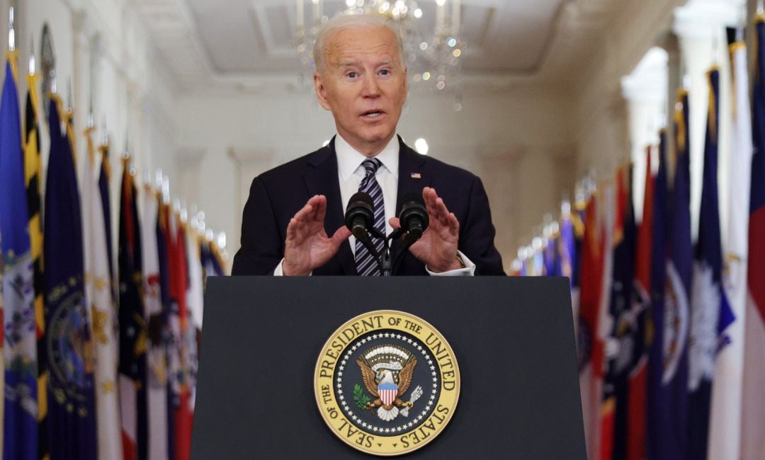 El presidente de Estados Unidos, Joe Biden, en su primer discurso a la nación.