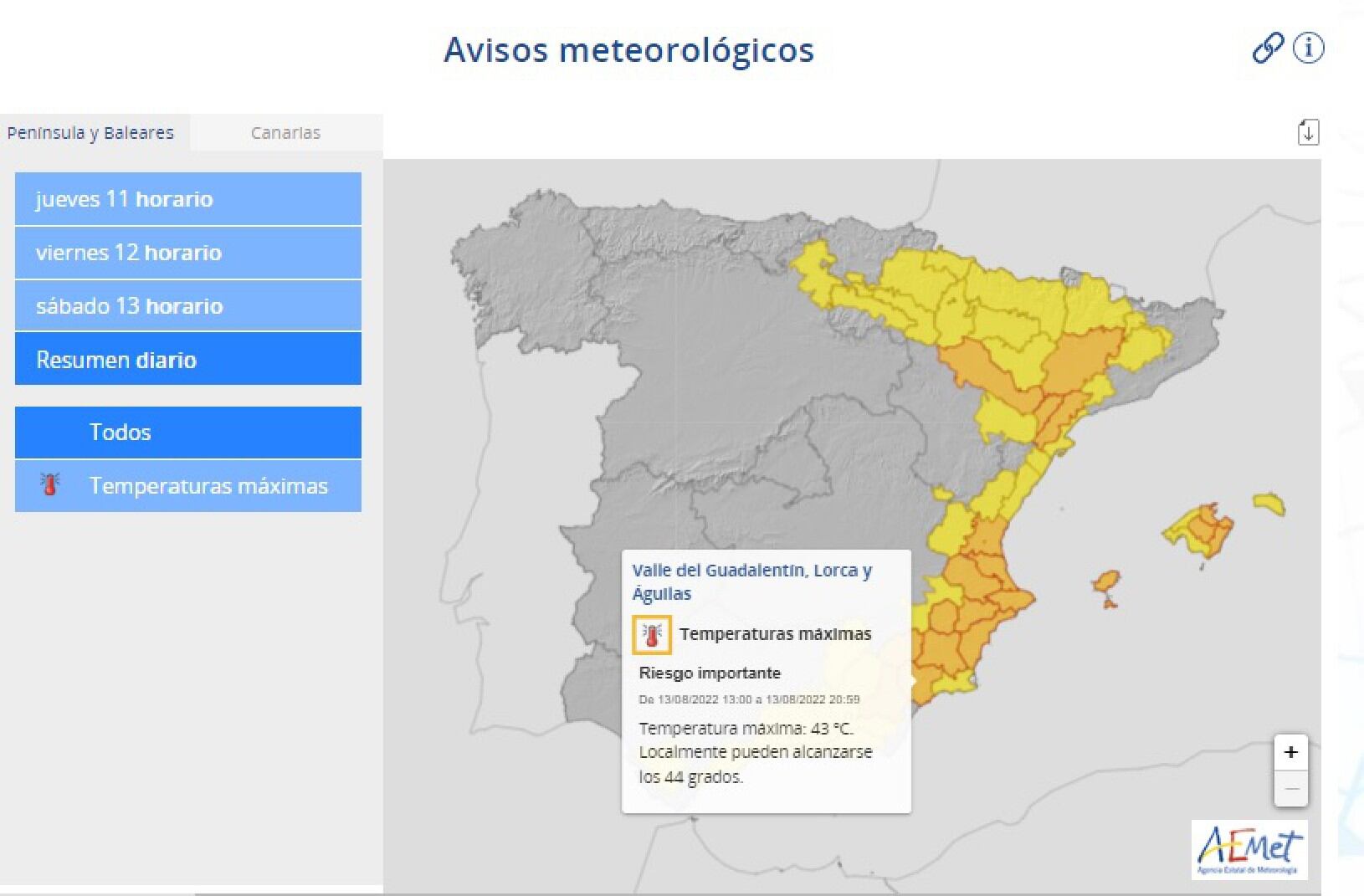 Altas temperaturas en el Valle del Guadalentín.