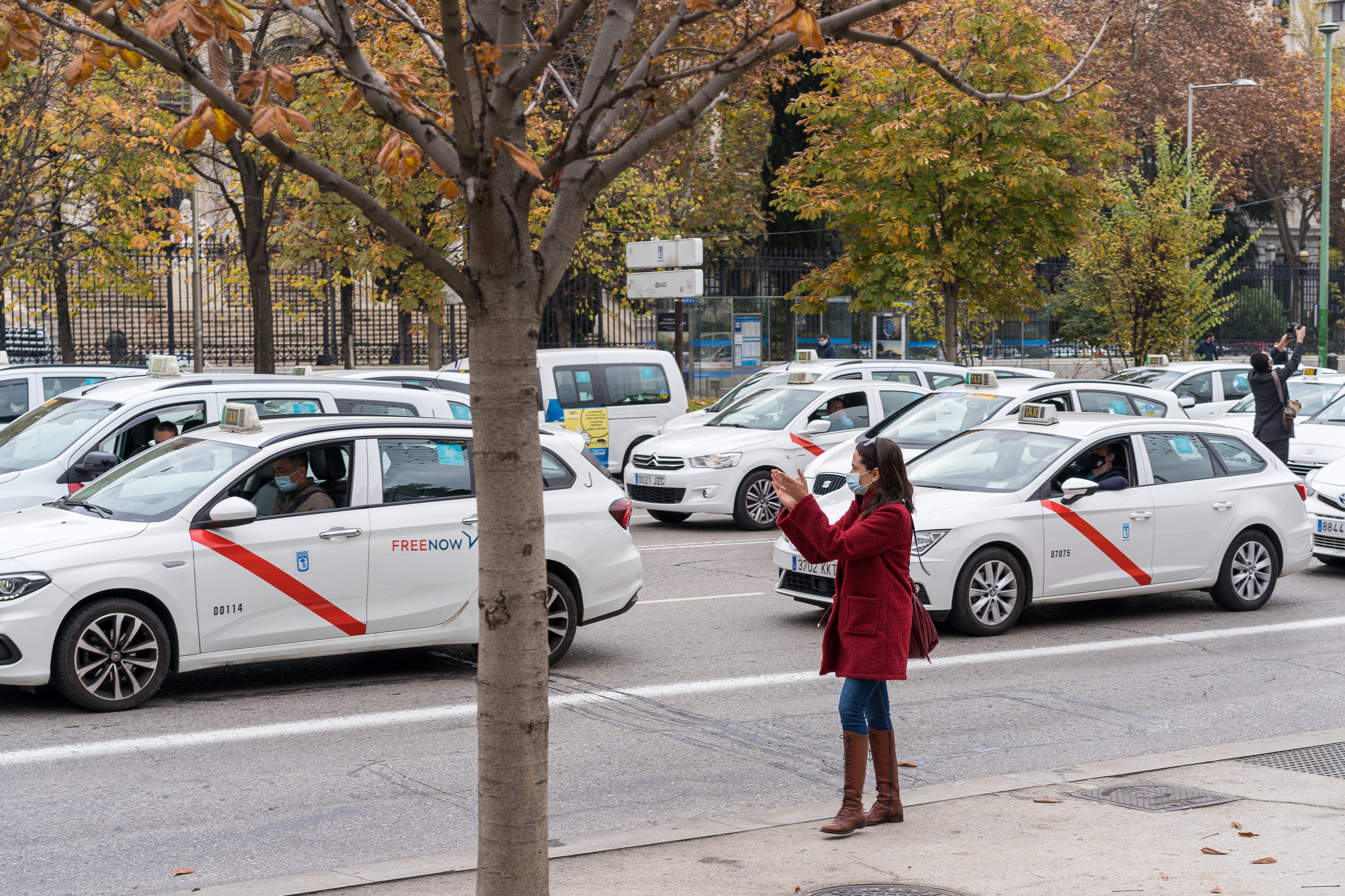 Imagen de una manifestación del sector del taxi en Madrid, en 2020. Archivo.