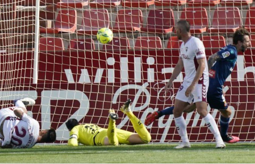 El Espanyol celebra uno de los goles conseguidos en el Carlos Belmonte