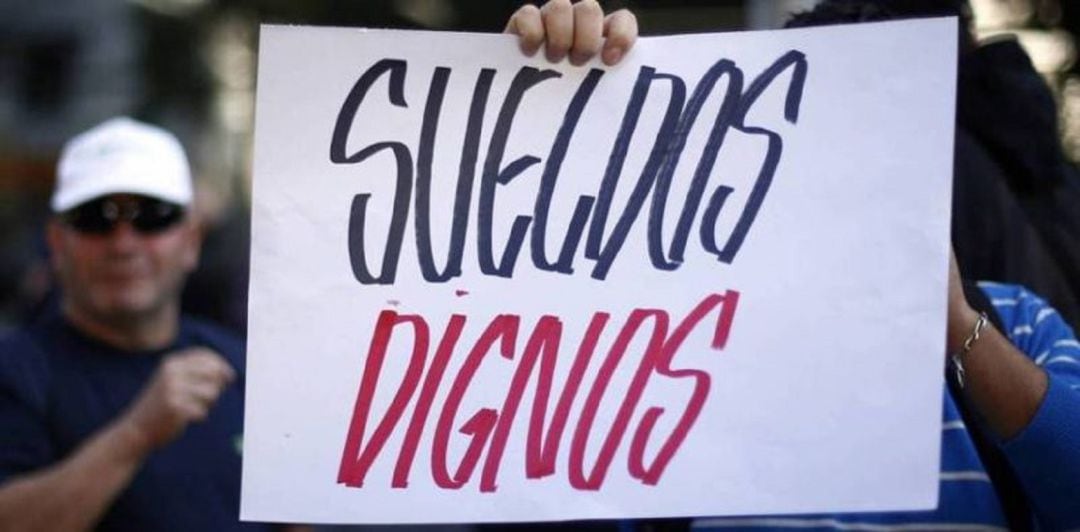 Cartel de una manifestación en demanda de salarios dignos