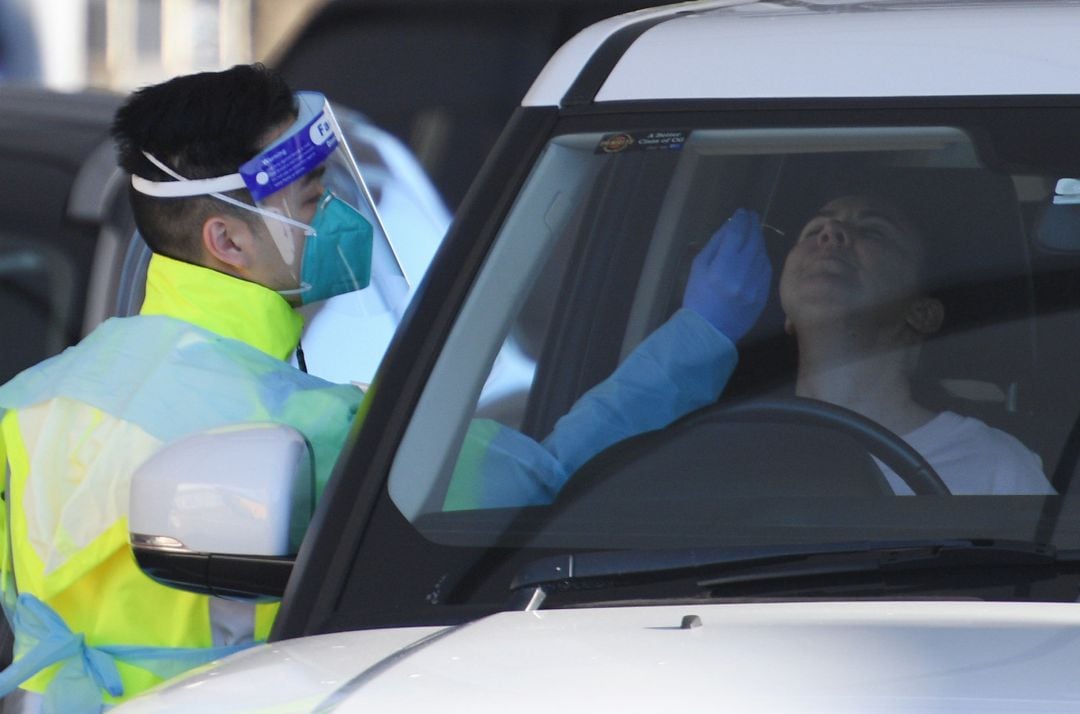 Residents and visitors to the Eastern suburbs continue to get tested for COVID-19 at St.Vincent’s Hospital pop-up testing clinic at Bondi Beach in Sydney, Friday, June 25, 2021. NSW heads into school holidays a growing coronavirus cluster continues to spr