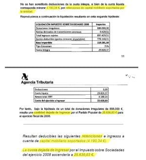 Arriba, el informe oficial de la Agencia Tributaria; abajo, el documento interno de Haceinda.