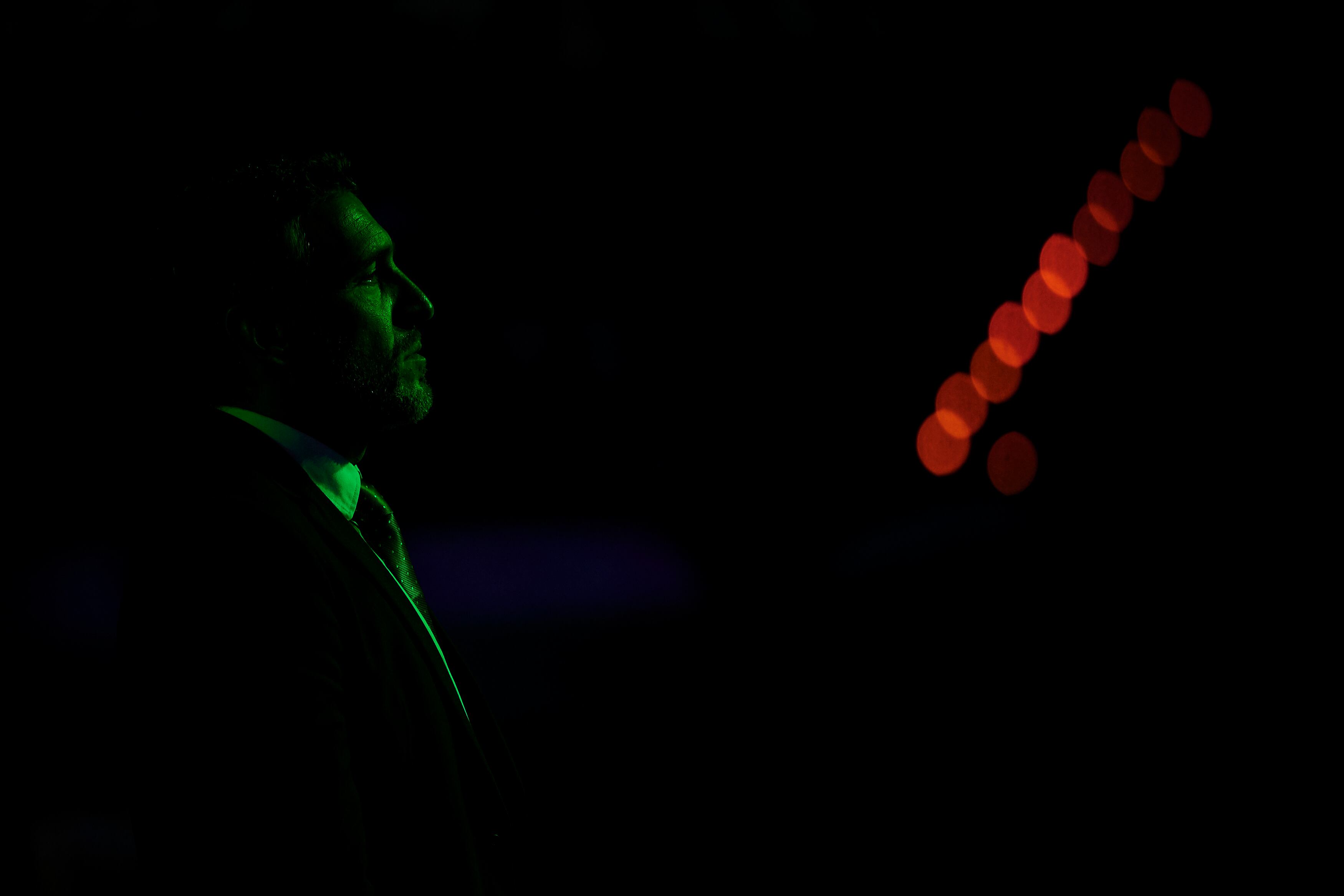 MURCIA, SPAIN - SEPTEMBER 17: Coach Ibon Navarro of Unicaja Malaga during Finals of Supercopa of Liga Endesa match between Real Madrid and Unicaja Malaga at Palacio de los Deportes de Murcia on September 17, 2023 in Murcia, Spain. (Photo by Borja B. Hojas/Getty Images)