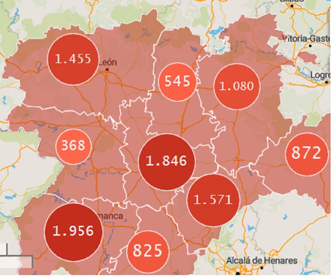 Casos por coronavirus en Castilla y León