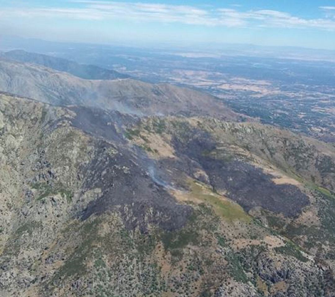 Imagen aérea de la zona quemada