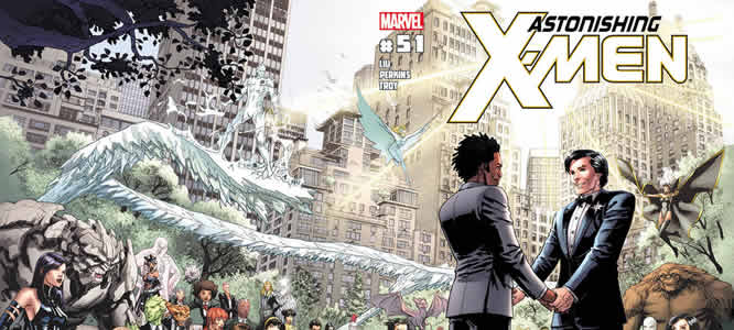 La Marvel presenta la portada del número 50 de `Astonishing X-Men' donde se producirá la primera gran boda gay superheróica