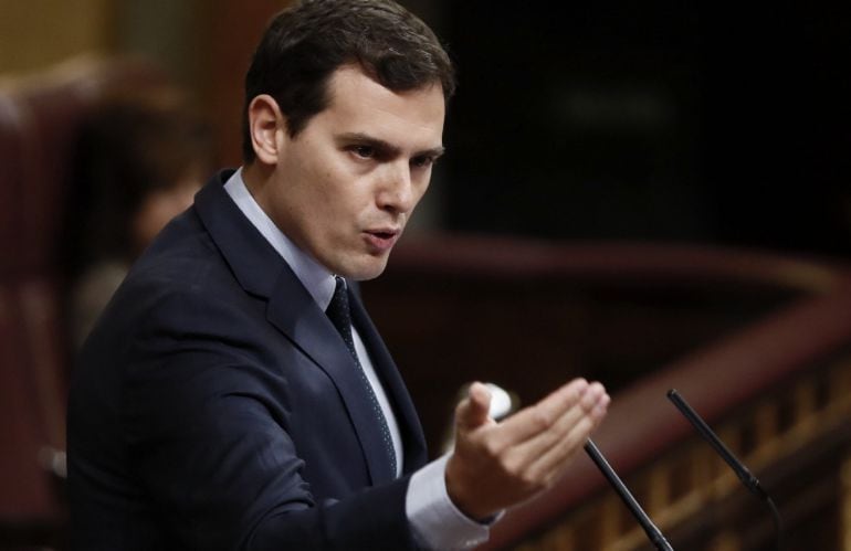 El líder de Ciudadanos, Albert Rivera, durante una intervención ante el pleno del Congreso 