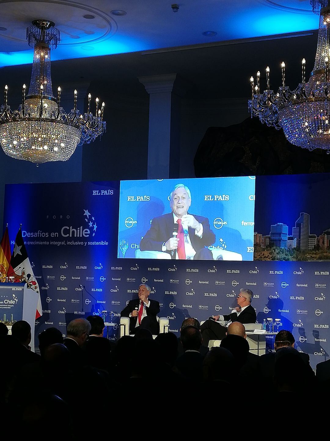 Sebastian Piñera durante el foro empresarial organizado por El Pais 