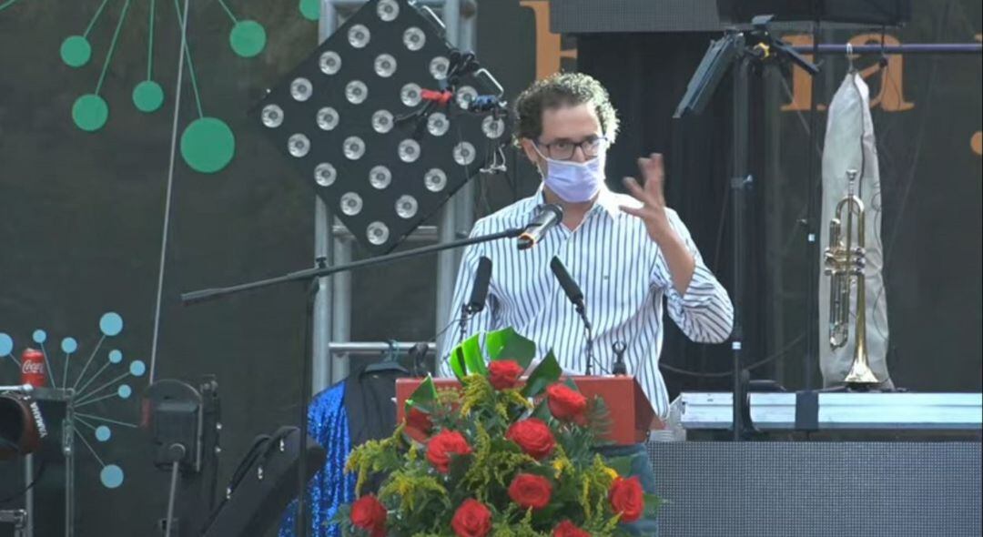 Fran Martínez, durante su pregón de San Julián 2021