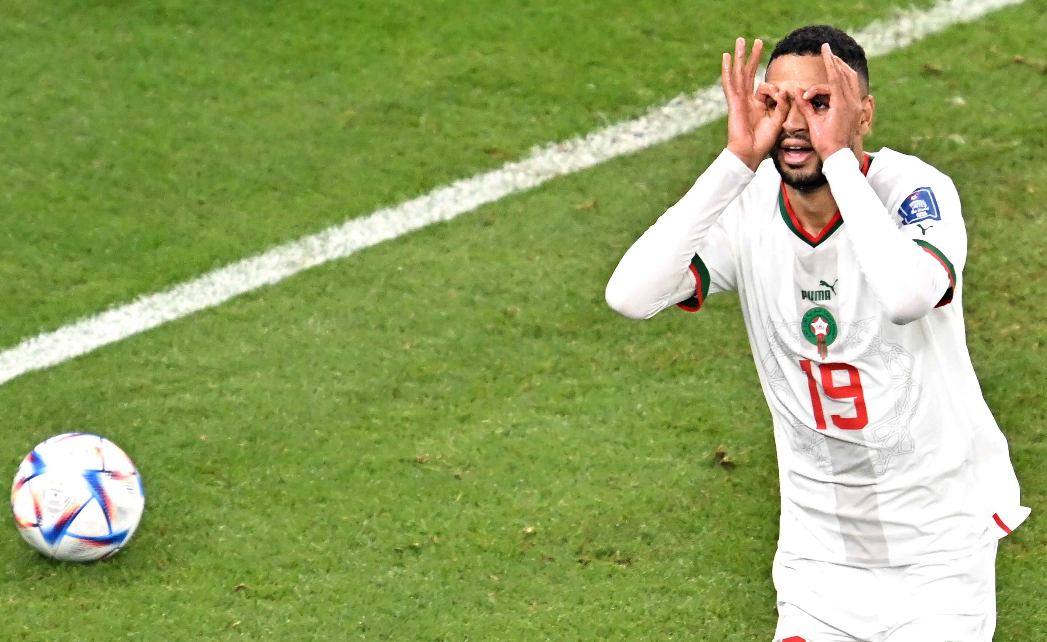 Youssef En-Nesyri celebrando su gol ante Canadá