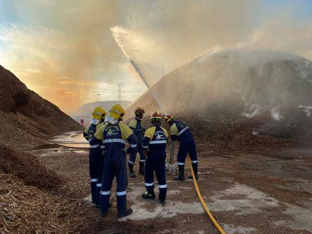 Efectivos de bomberos apagando el incendio el mismo 28 de agosto