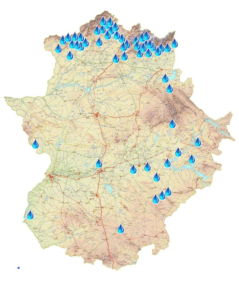 La ubicación de las zonas de baño del verano 2016 en Extremadura