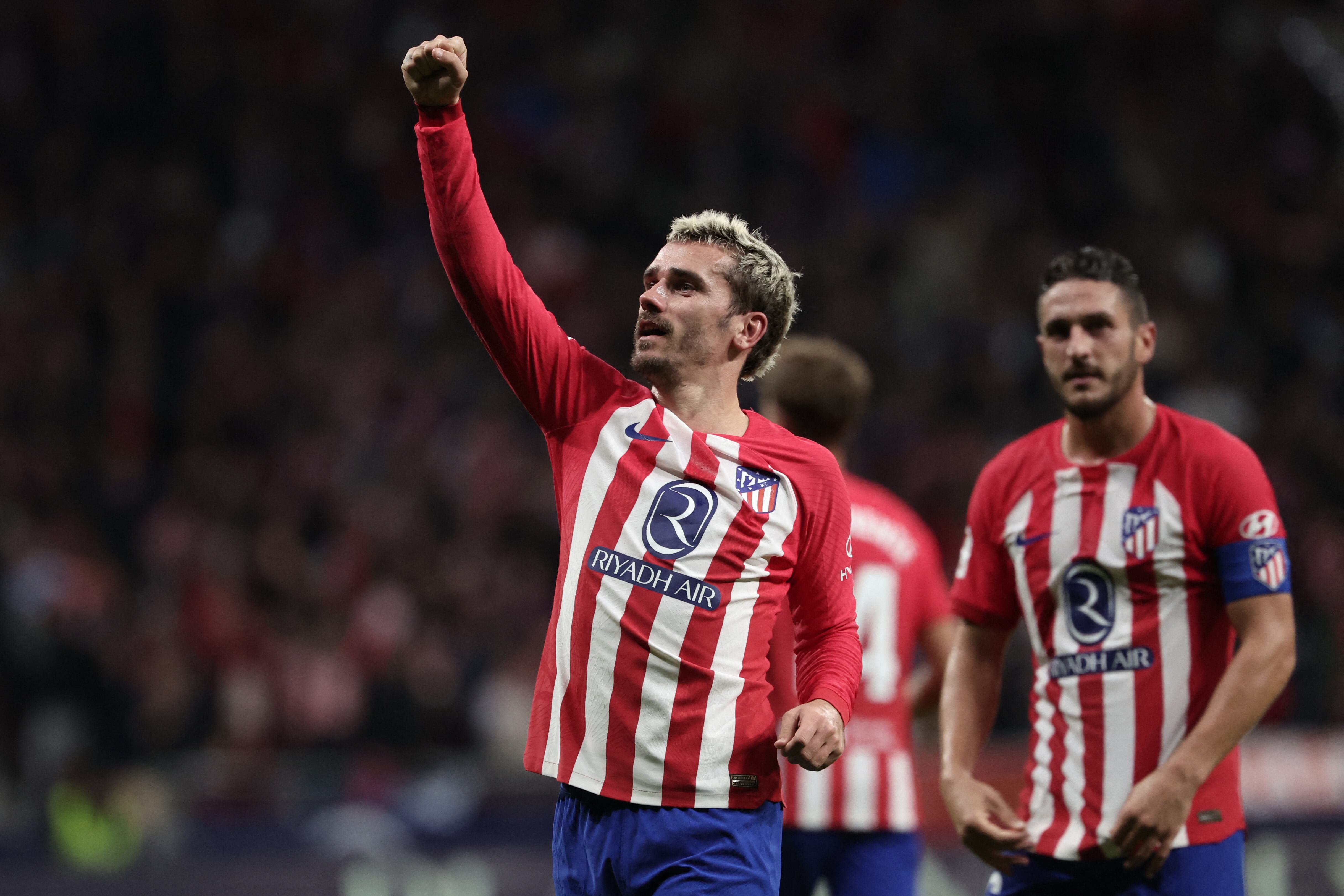 Griezmann celebra su gol en el Metropolitano ante el Villarreal. (Photo by Thomas COEX / AFP) (Photo by THOMAS COEX/AFP via Getty Images)