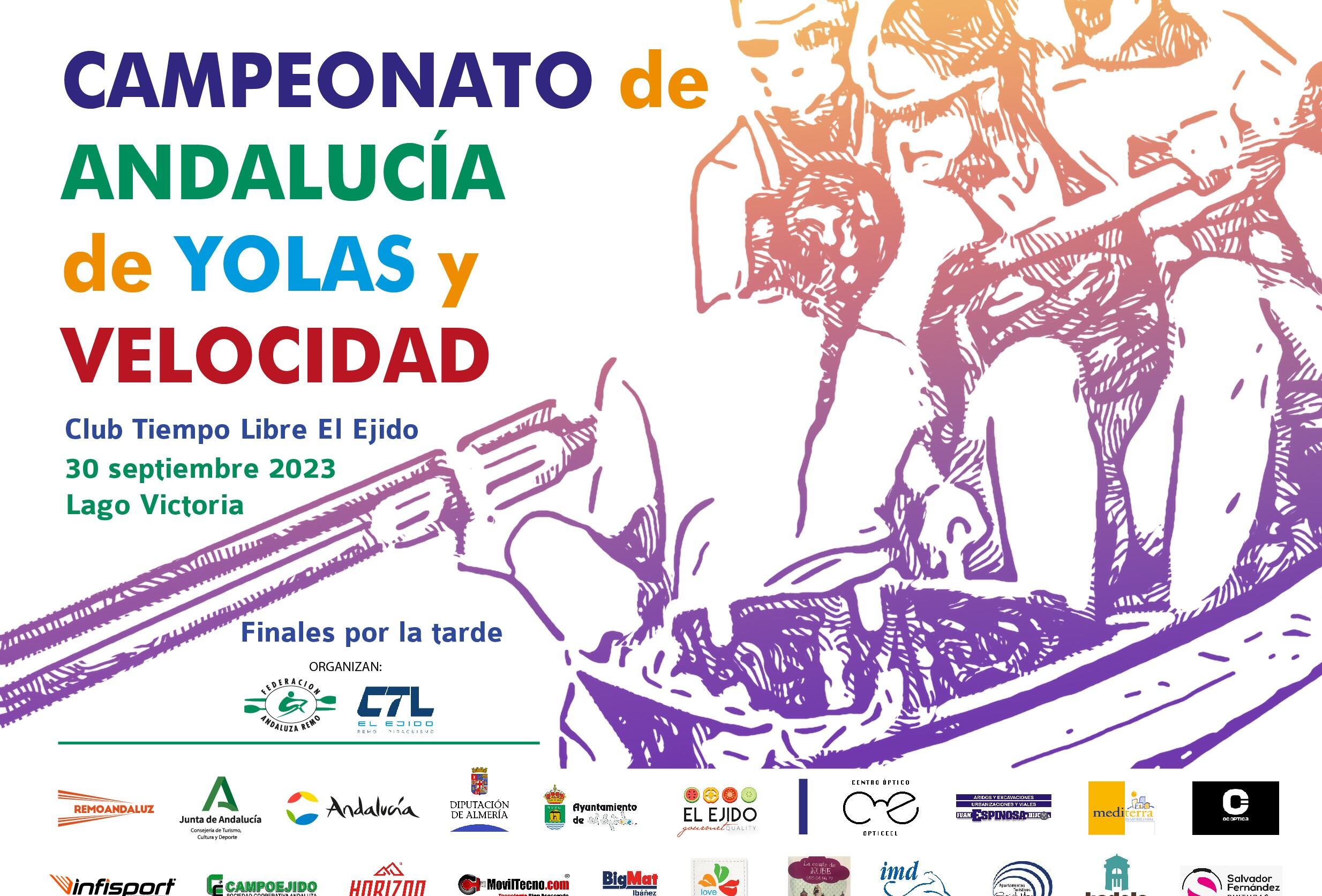 El cartel de los Campeonatos de Andalucía de yolas y velocidad en El Ejido.