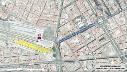 Proyección de la unión entre la estación de Luceros del TRAM y Alicante Termino