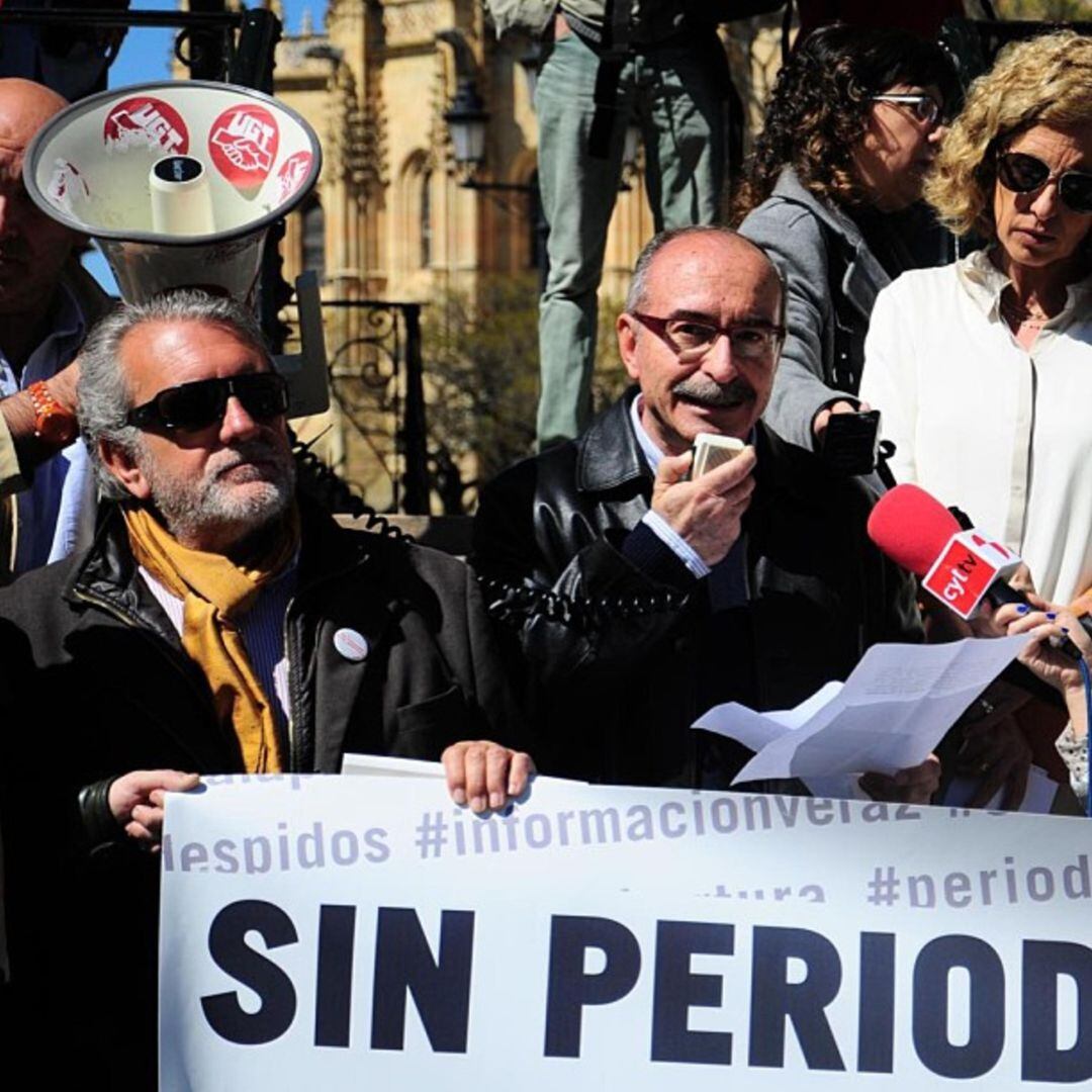 Aurelio Martín con Alfredo Matesanz en una manifestación de periodistas