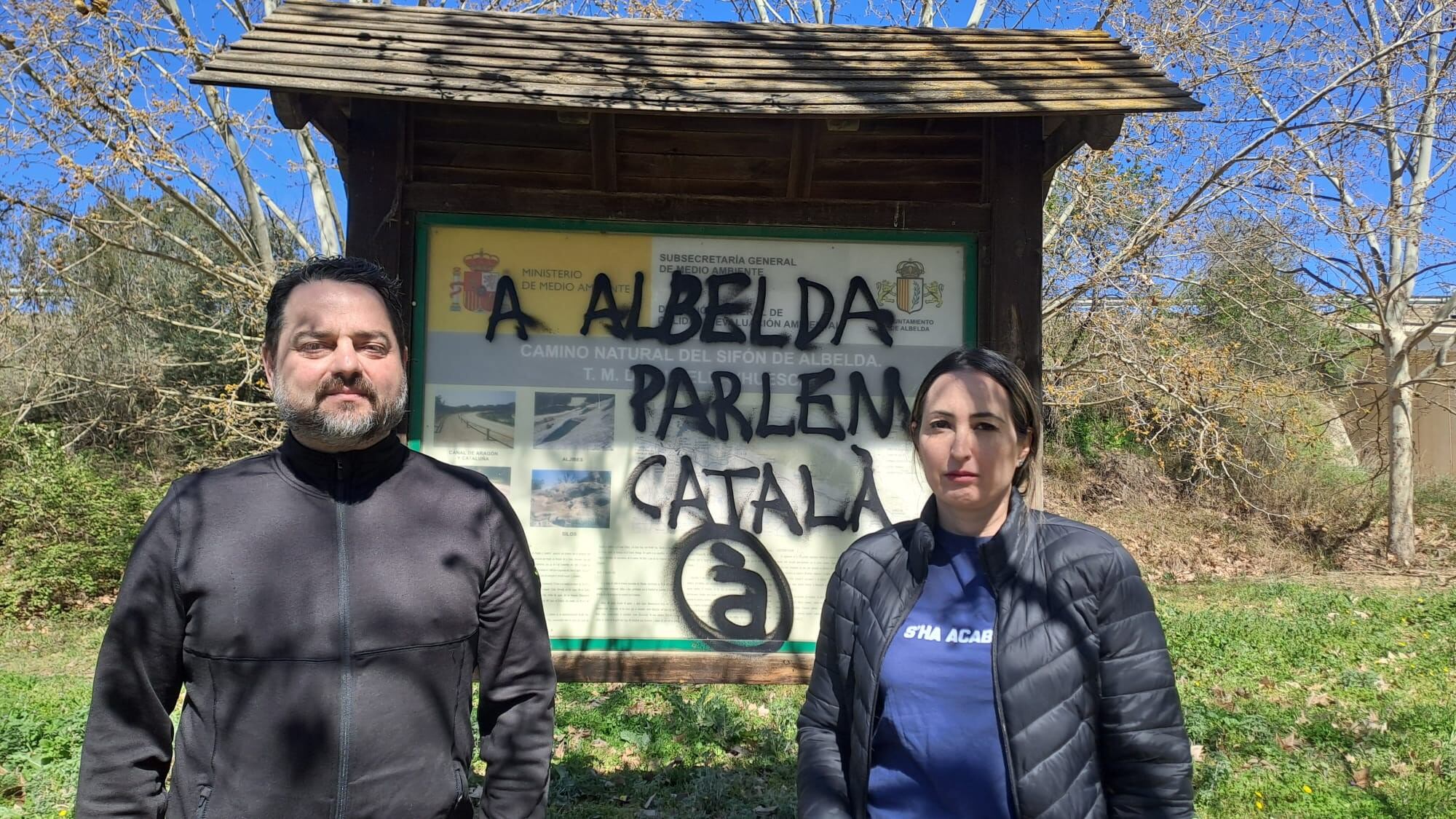 El diputado en las Cortes de Aragón, David Arranz, y la concejal binefarense, Beatriz Oliván. Foto: Vox