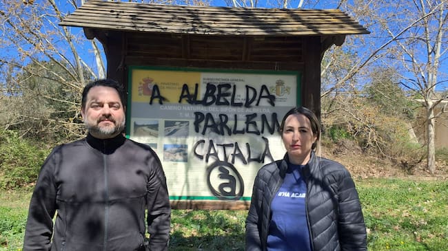 El diputado en las Cortes de Aragón, David Arranz, y la concejal binefarense, Beatriz Oliván. Foto: Vox