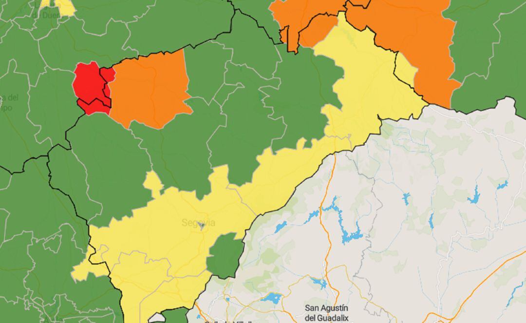 Mapa de las Zonas Básicas de Salud de Segovia el viernes 7 de agosto