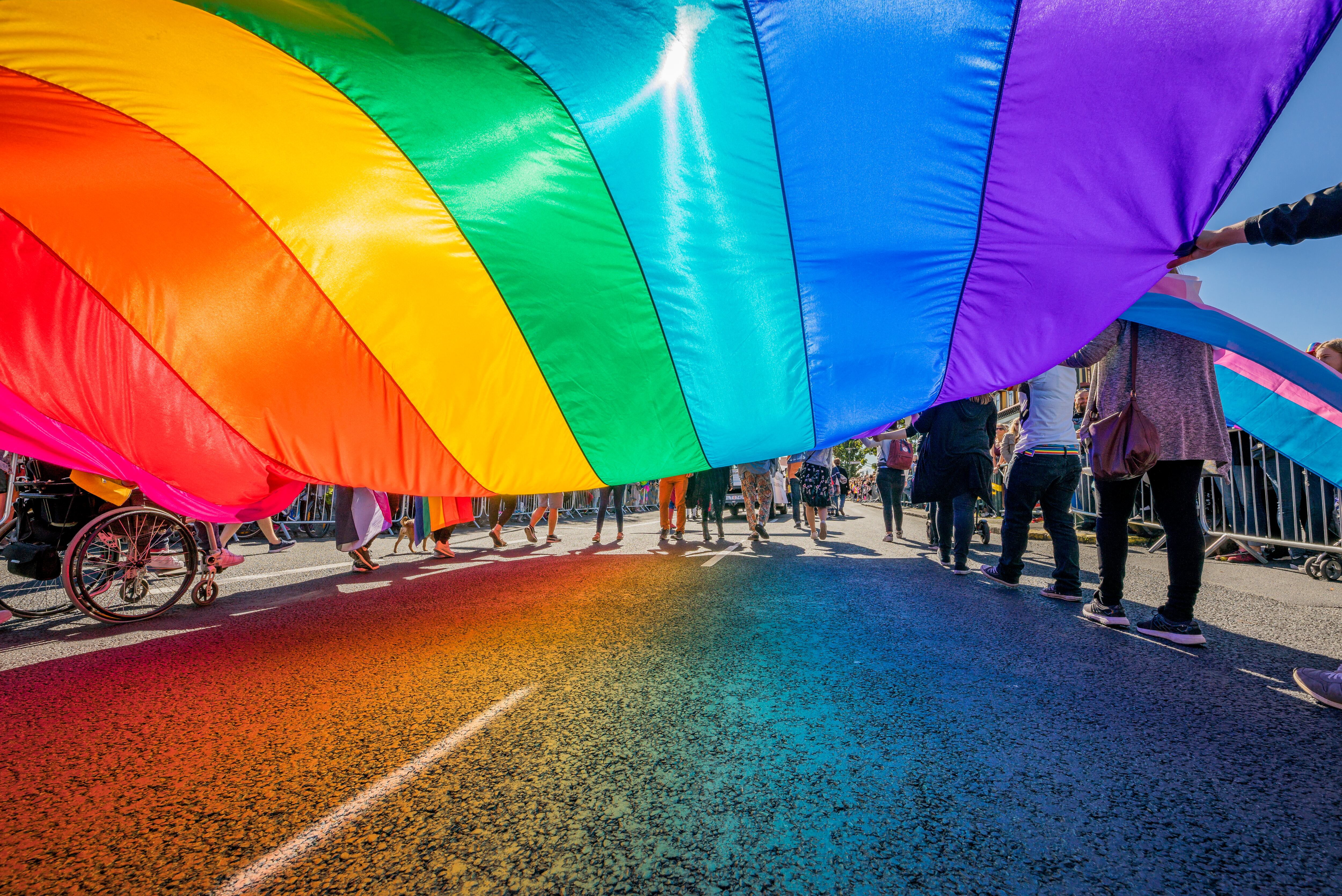 People celebrating Gay Pride in Reykjavik, Iceland