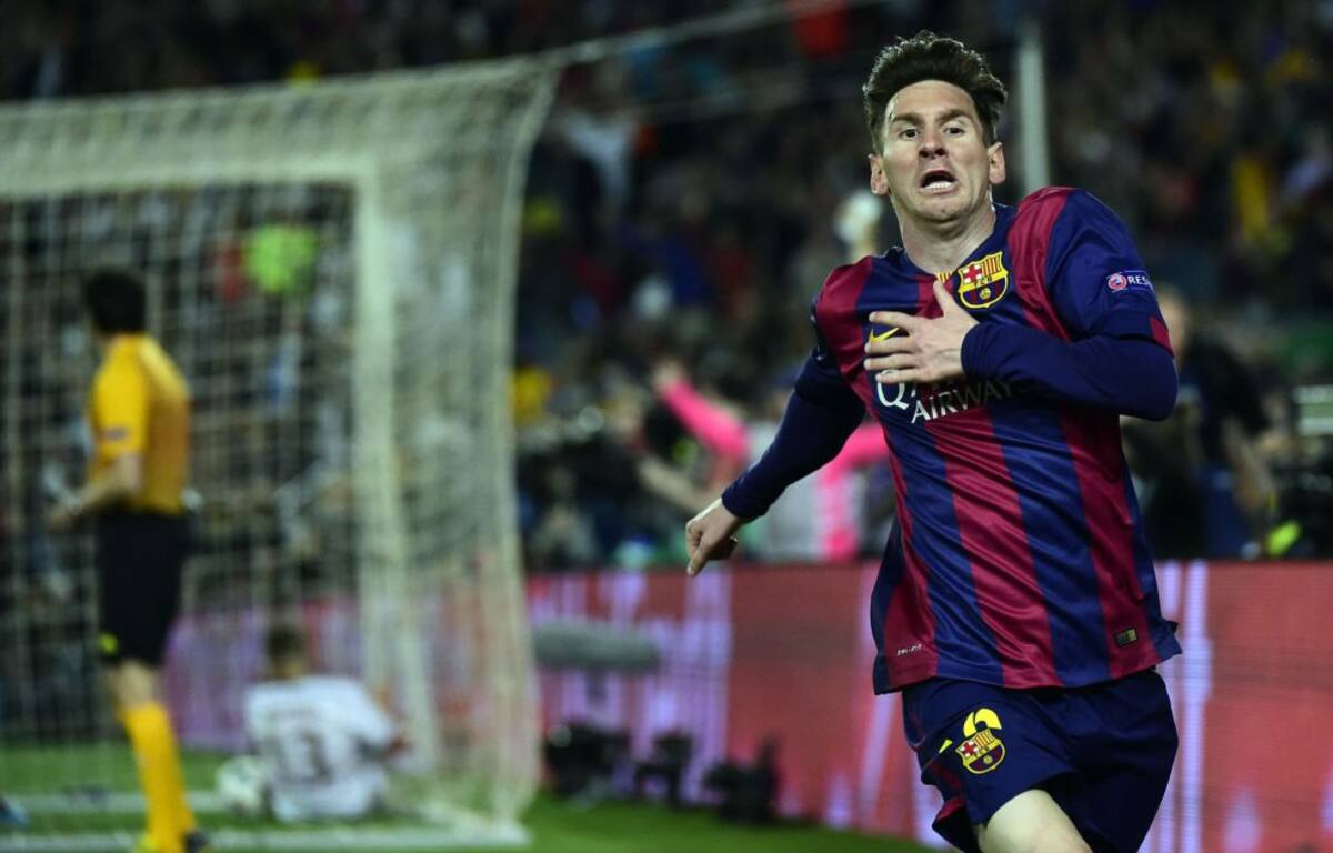 Messi celebra su segundo gol al Bayern.