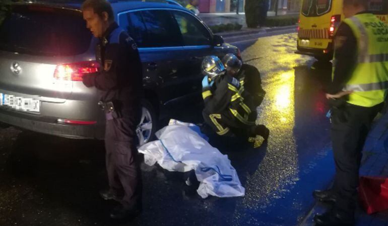 La mujer tuvo que ser rescatada por los bomberos de la Comunidad de Madrid