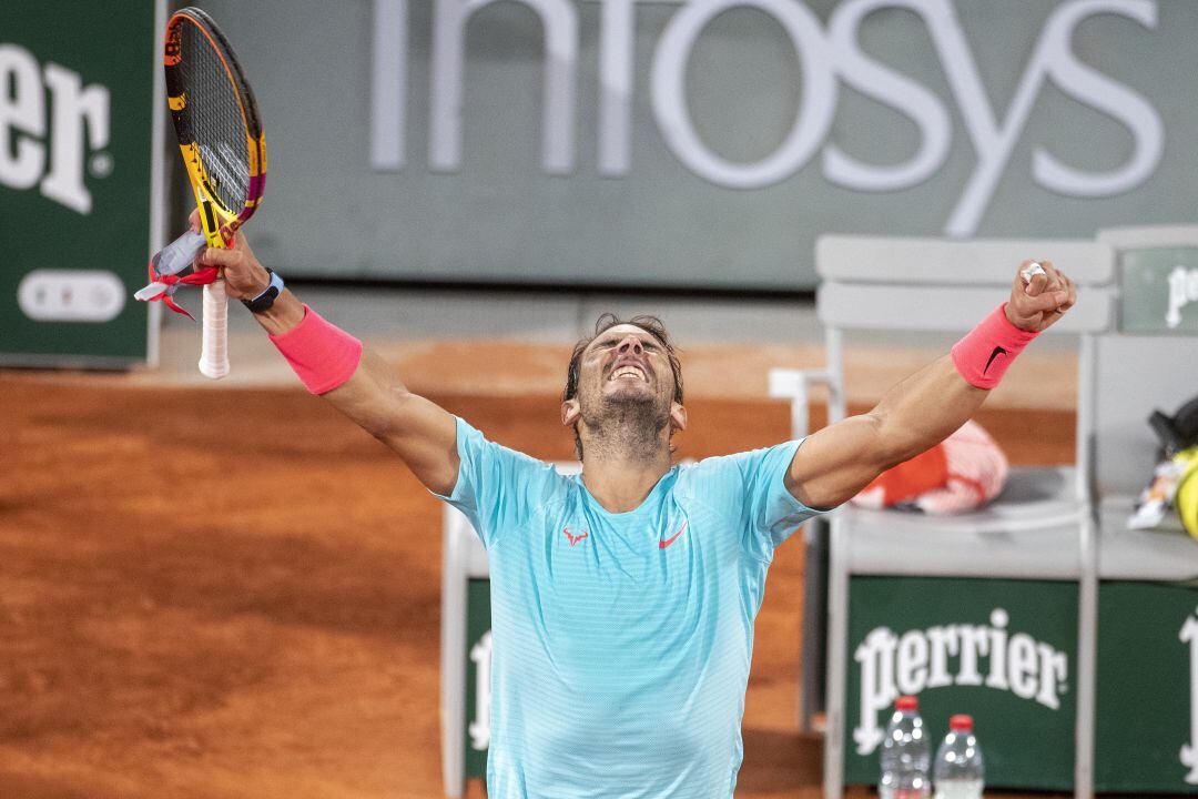 Nadal, tras imponerse en cuartos de final de Roland Garros a Jannik Sinner. 