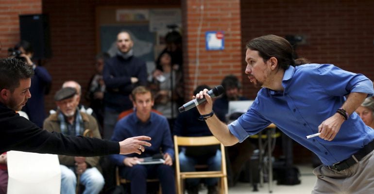 Pablo Iglesias durante un acto de su partido en Madrid