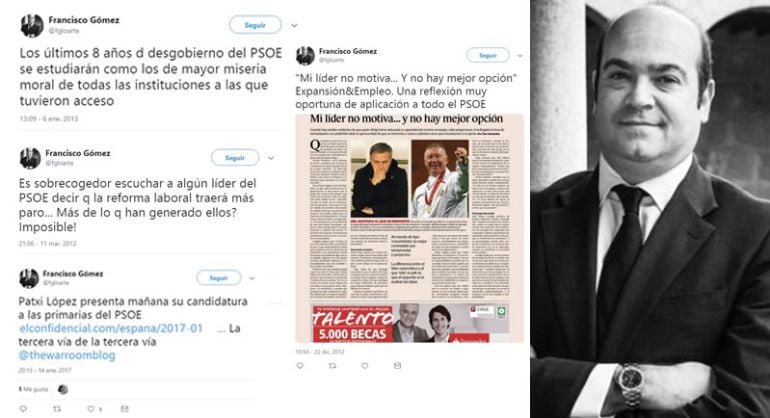 Los polémicos tuits de Francisco Gómez, asesor político y miembro del Gabinete de Pedro Sánchez. Ya ha borrado su cuenta de Twitter