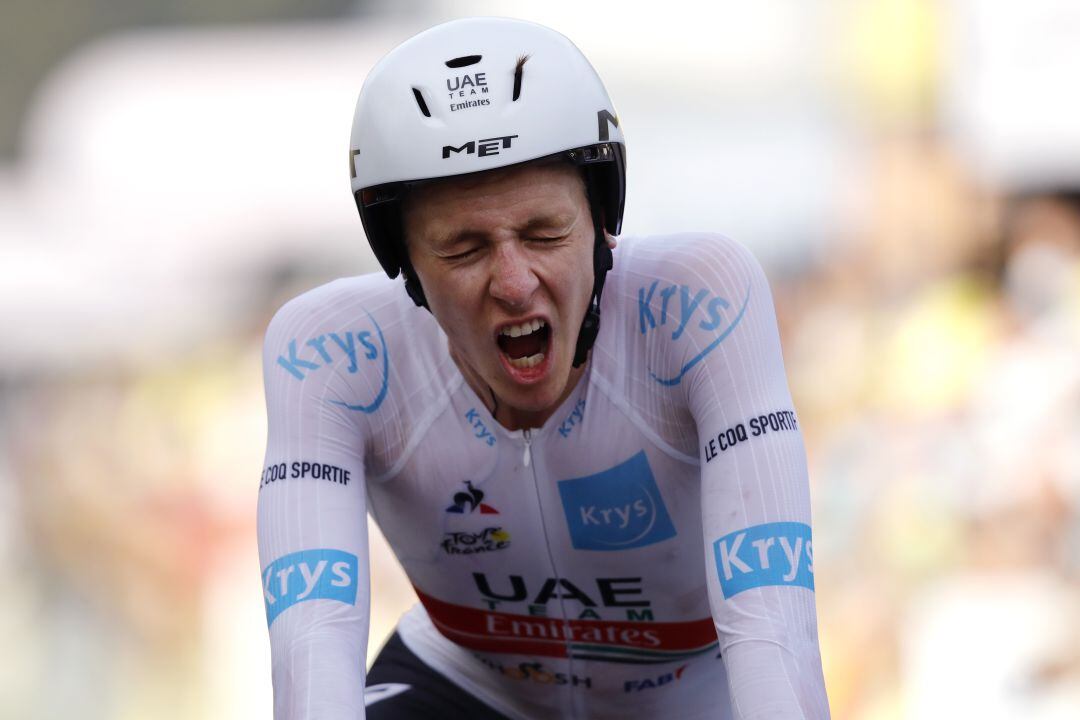 Pogacar, a su llegada a meta