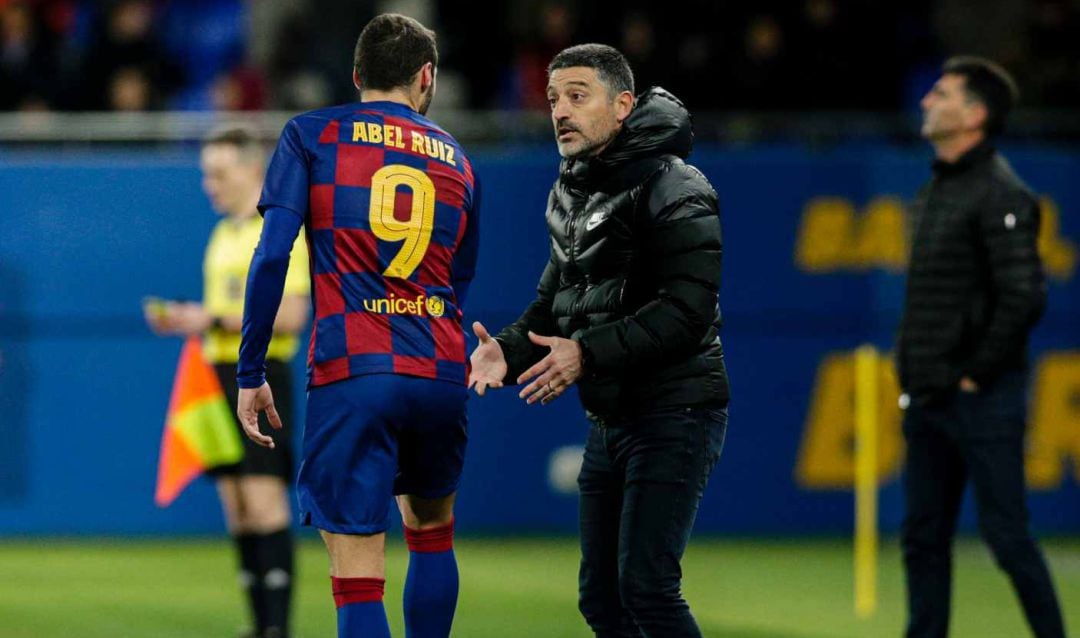 García Pimienta, en un partido del Barcelona B.