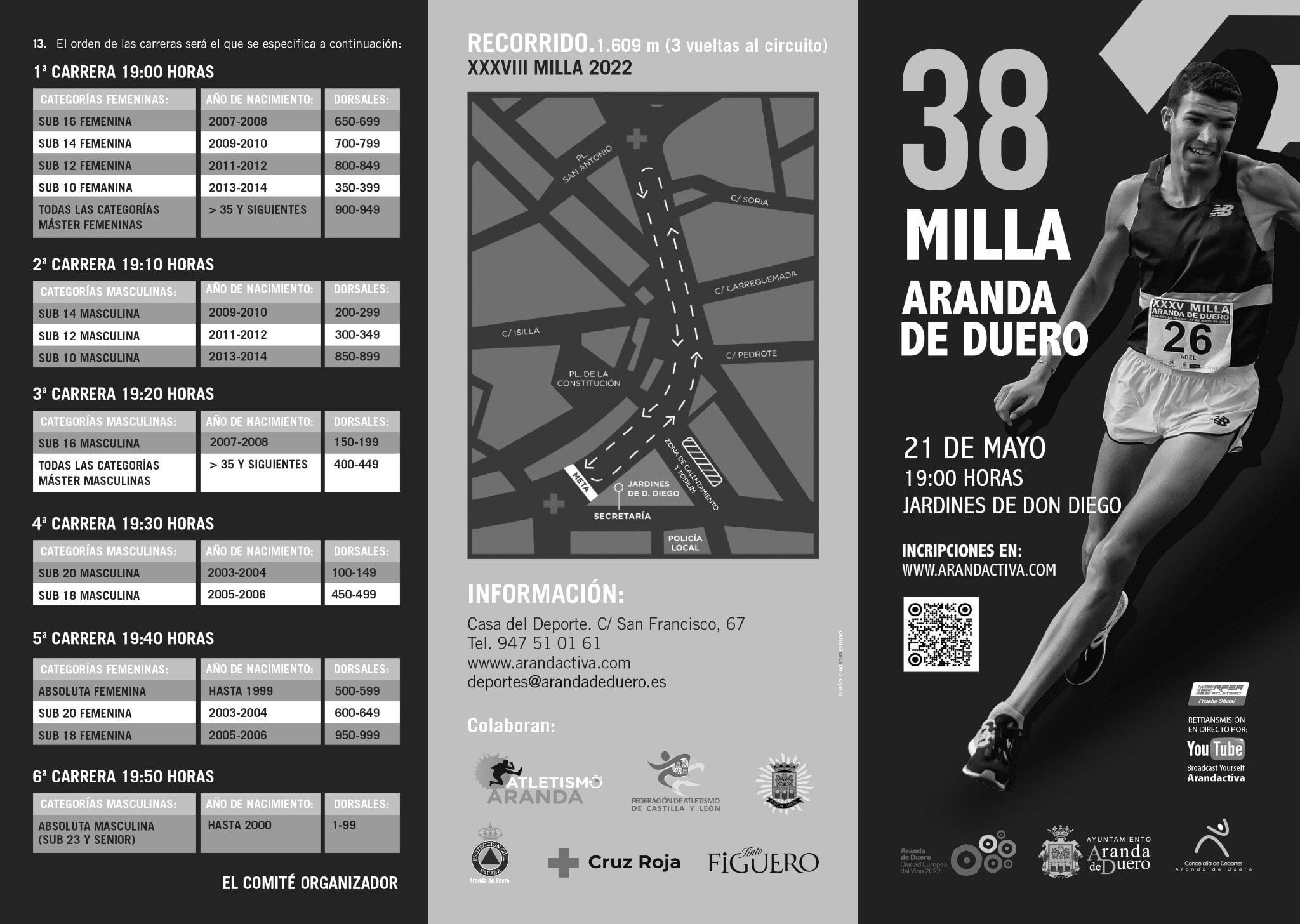 Horarios de las pruebas de la XVIII Milla Urbana de Aranda de Duero