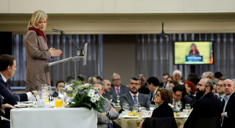 La consellera de Justicia, Gabriela Bravo, imparte una conferencia en el Fórum Europa Tribuna Mediterránea, presentada por el presidente de la Audiencia Nacional, Jose Ramón Navarro