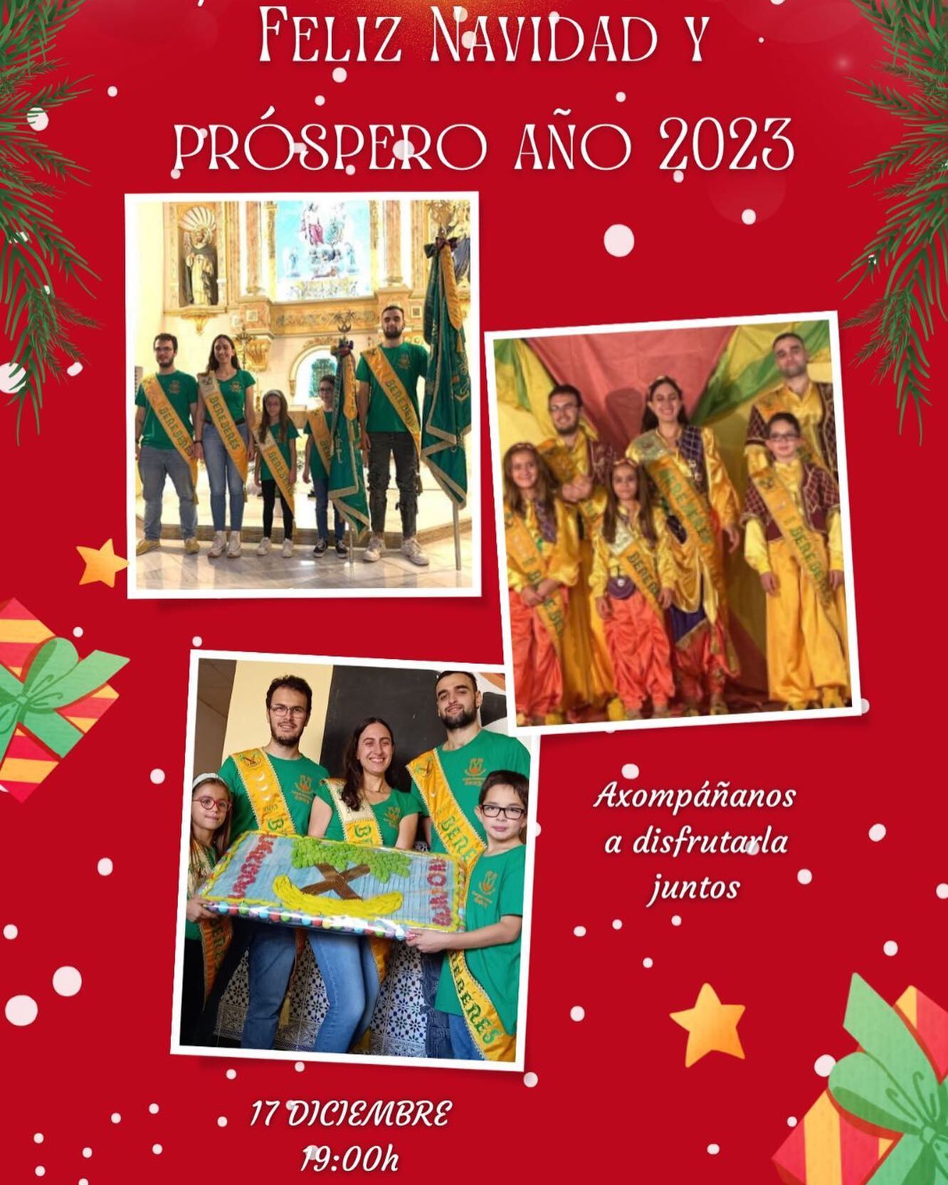 invitación para el brindis de Navidad de la Comparsa
