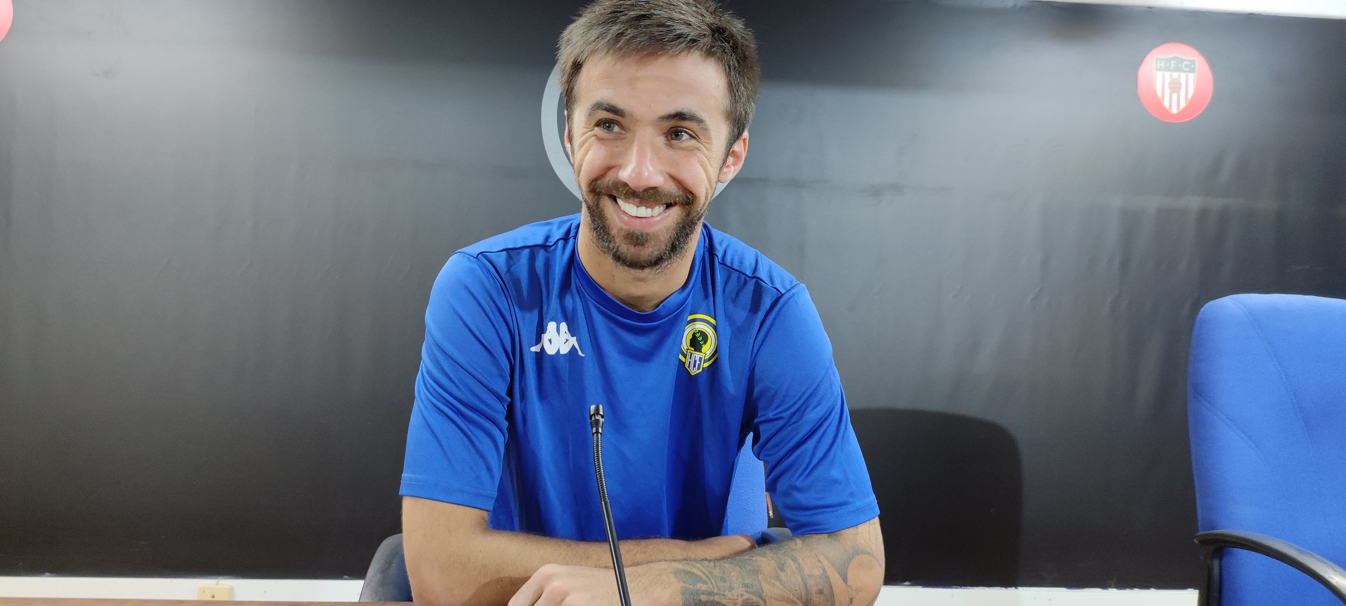 Sergio Marcos, jugador del Hércules CF, en la sala de prensa del Rico Pérez