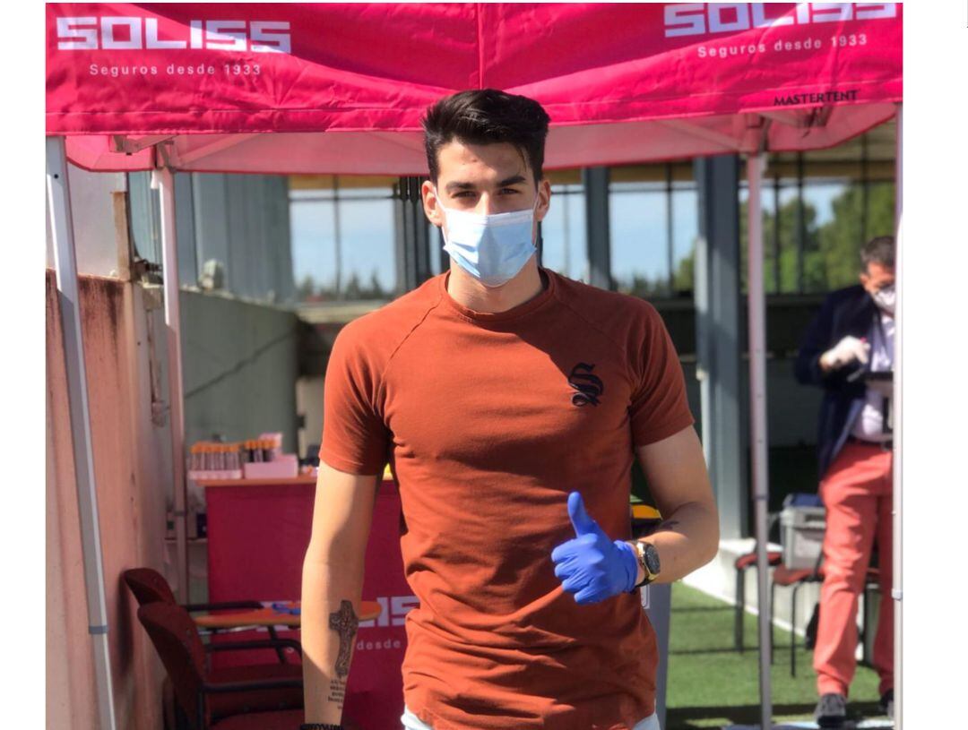 El delantero Miguel Ángel, este miércoles en la Ciudad Deportiva