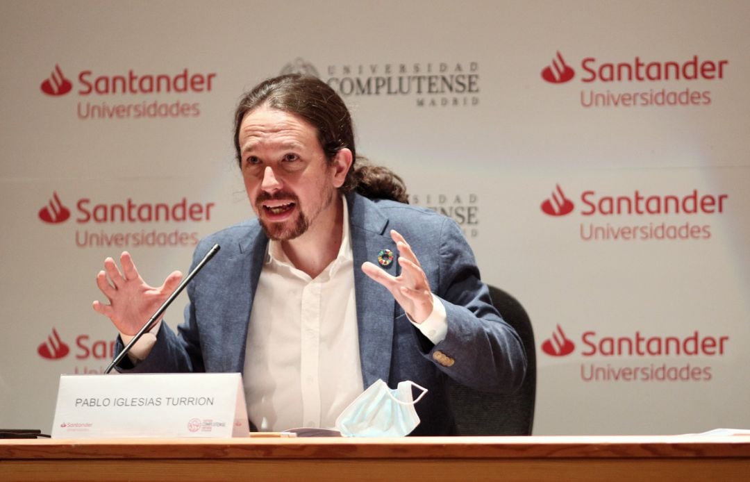 El vicepresidente segundo del Gobierno, ministro de Derechos Sociales y Agenda 2030, Pablo Iglesias, interviene en la ponencia &#039;La centralidad del objetivo no 10: reducción de las desigualdades&#039;.