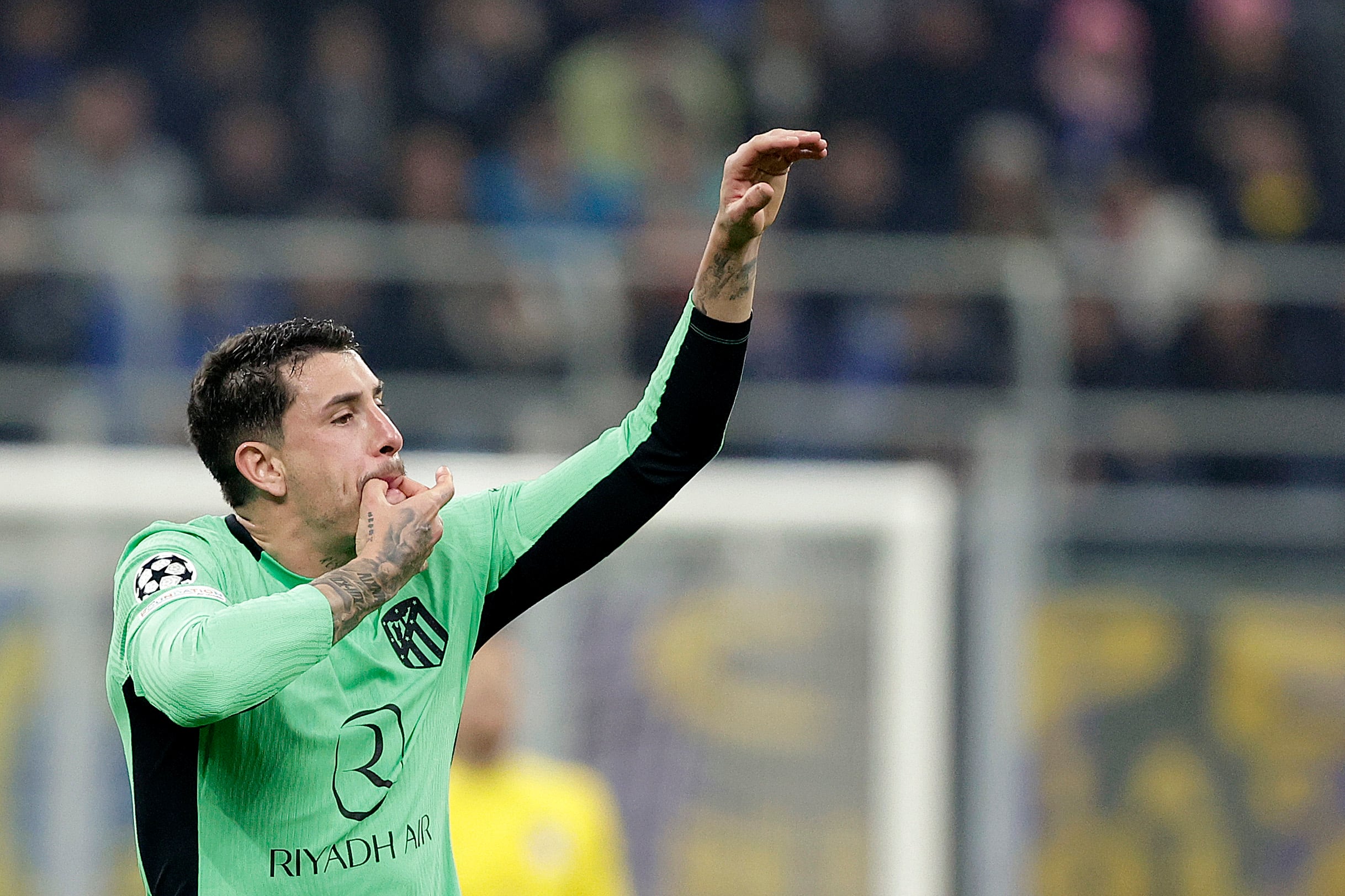 José María Giménez, durante el partido de Champions entre el Inter de Milán y el Atlético de Madrid (Photo by David S.Bustamante/Soccrates/Getty Images)