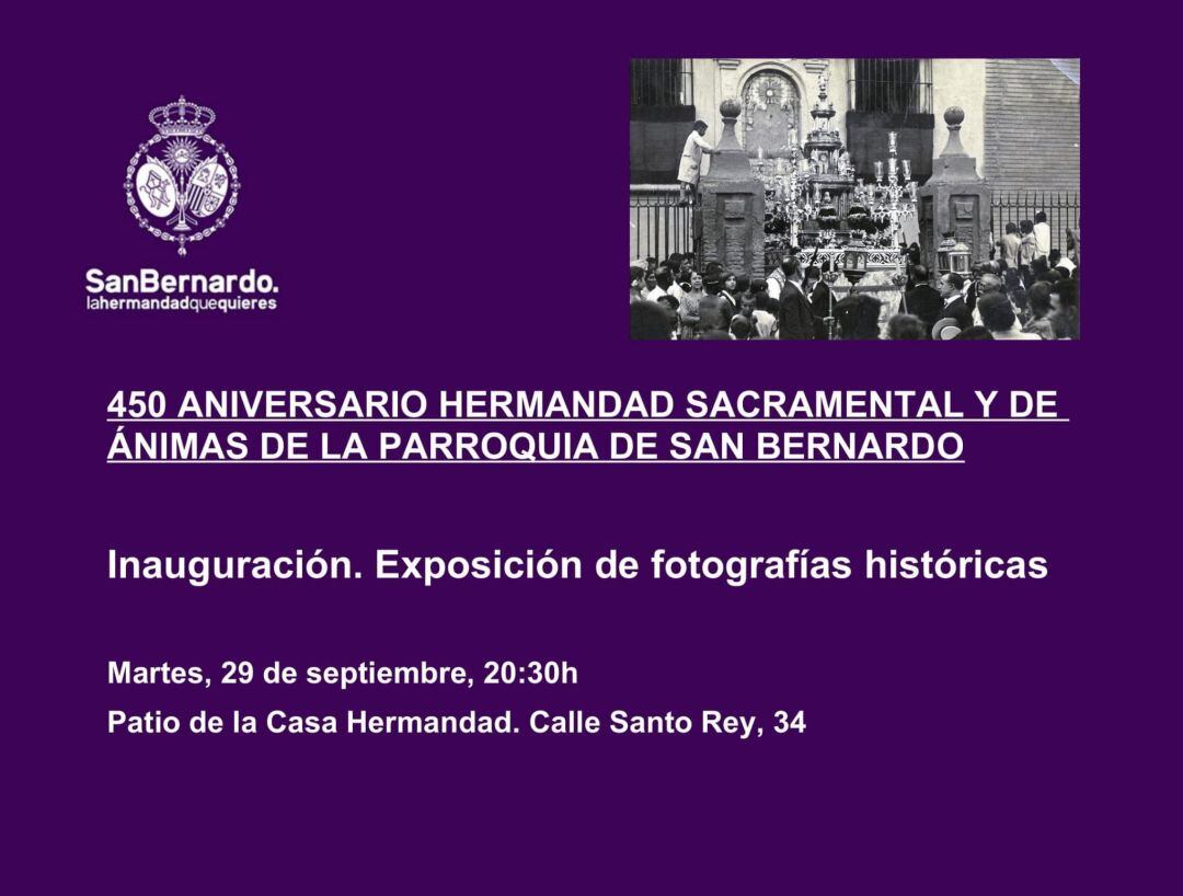 Cartel para la inauguración de la exposición fotográfica en la casa de hermandad de San Bernardo