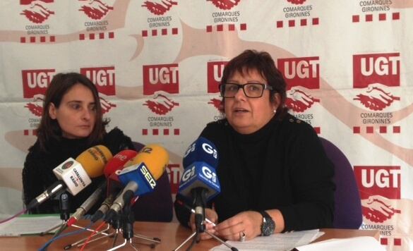 Montse Bagué, coordinadora d&#039;IDFO-UGT i Dolors Bassa, secretaria general de la UGT a Girona