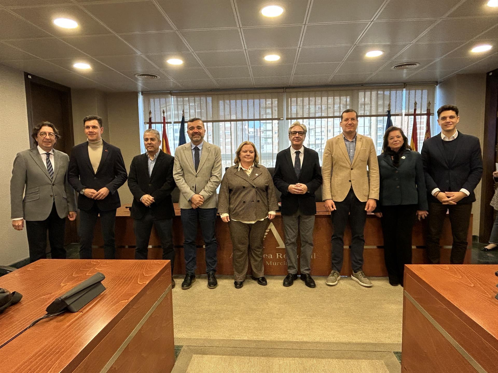 Ana Correa, en el centro, junto a los miembros de la comisión de la Asamblea Regional ante los que ha comparecido