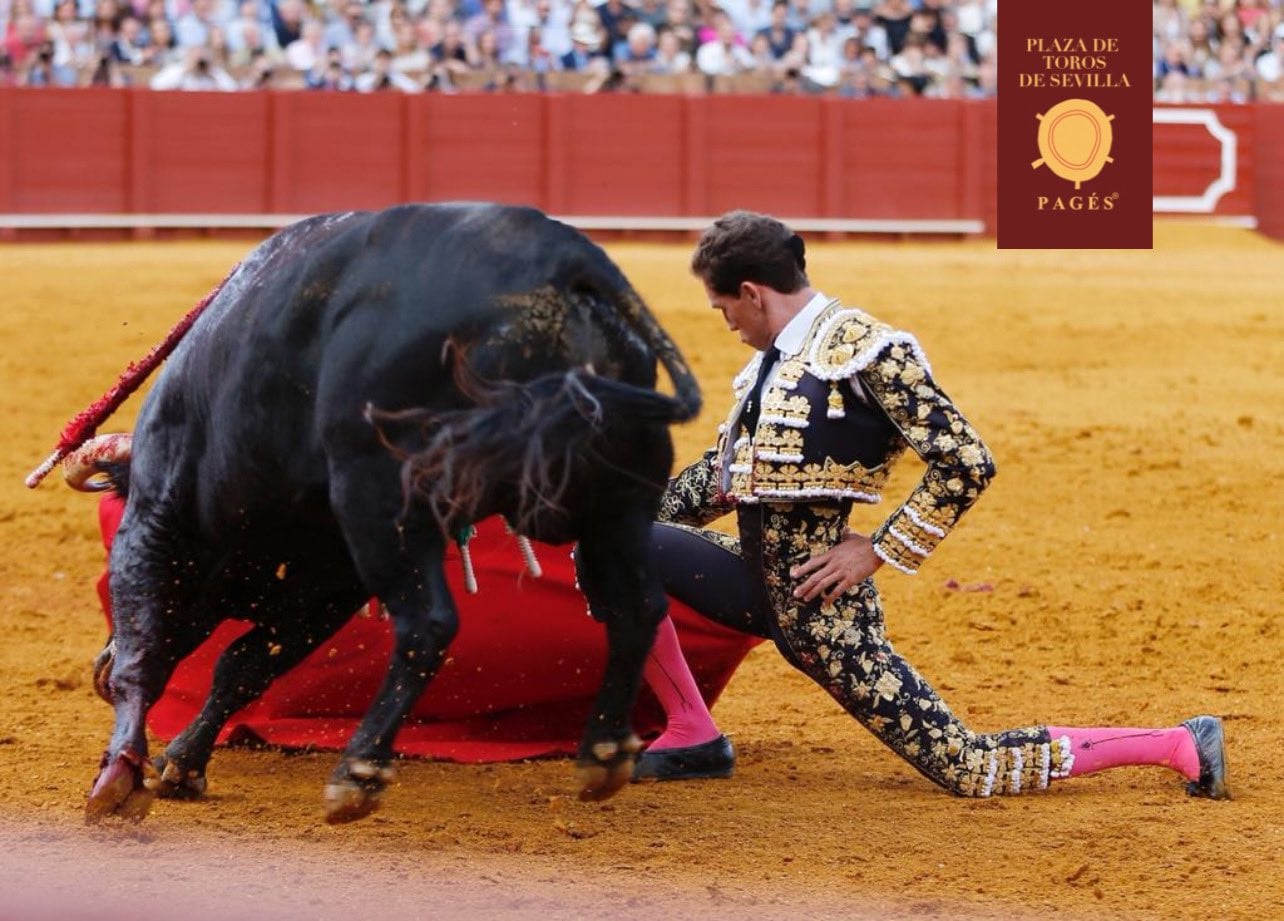 Ginés Marín en uno de los doblones al primer toro de su lote