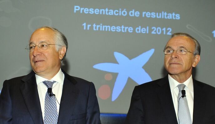Isidre Fainé i Joan Maria Nin en la presentació de resultats de CaixaBank