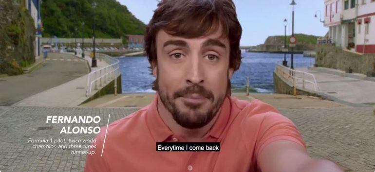 Fernando Alonso, en el anuncio en el que promociona Asturias.