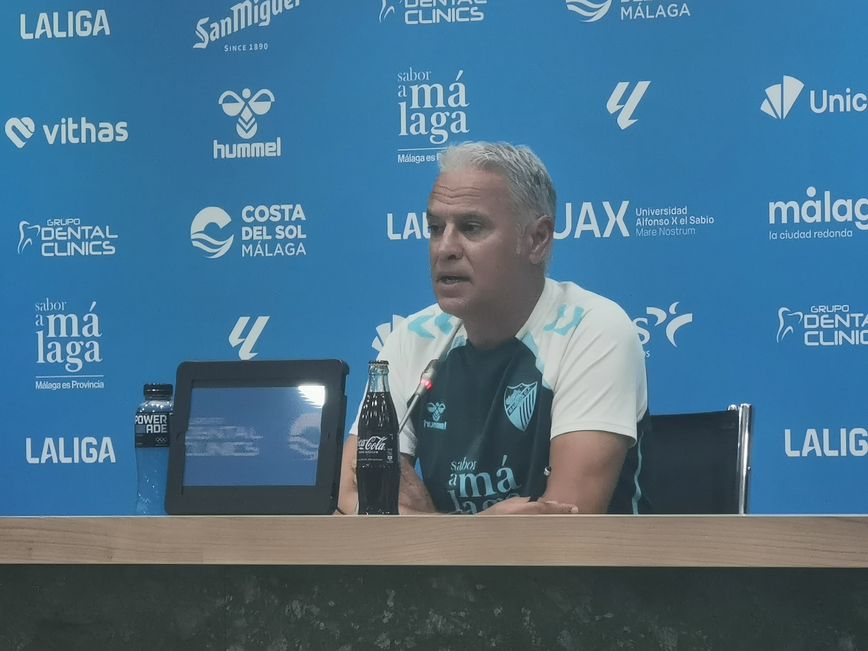 Sergio Pellicer, en la sala de prensa de La Rosaleda